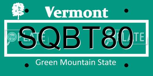 SQBT80 Vermont License Plate