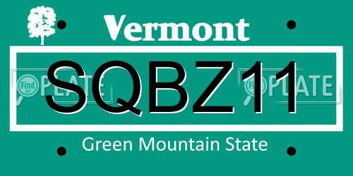 SQBZ11 Vermont License Plate
