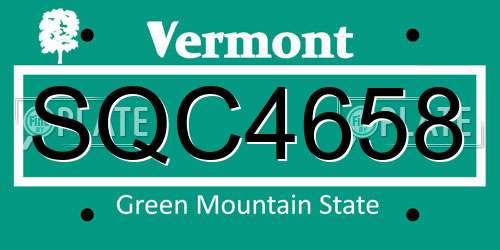 SQC4658 Vermont License Plate