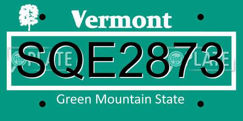 SQE2873 Vermont License Plate