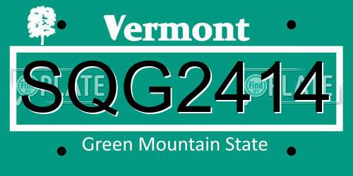 SQG2414 Vermont License Plate