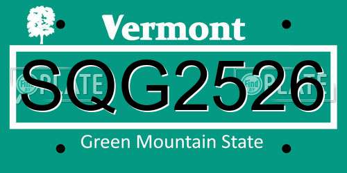 SQG2526 Vermont License Plate