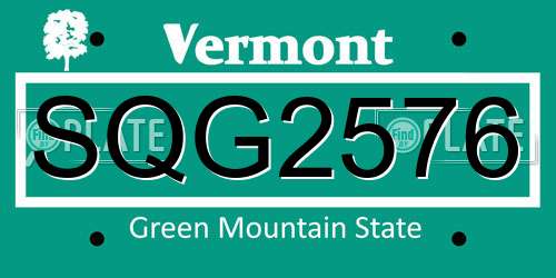 SQG2576 Vermont License Plate