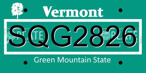 SQG2826 Vermont License Plate