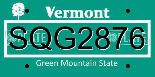 SQG2876 Vermont License Plate