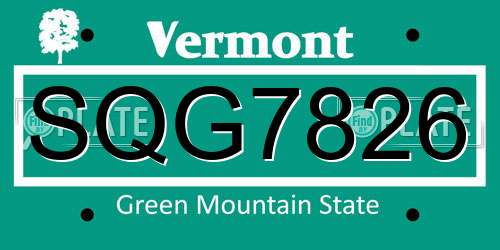SQG7826 Vermont License Plate