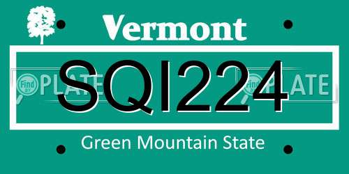 SQI224 Vermont License Plate