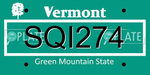 SQI274 Vermont License Plate
