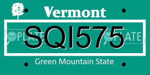 SQI575 Vermont License Plate