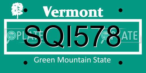 SQI578 Vermont License Plate