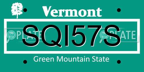 SQI57S Vermont License Plate