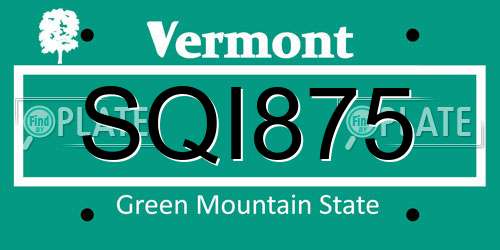 SQI875 Vermont License Plate