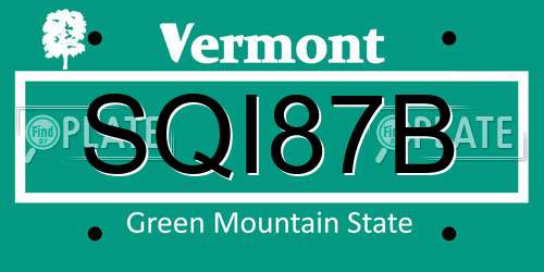 SQI87B Vermont License Plate