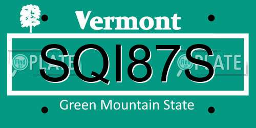 SQI87S Vermont License Plate