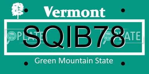 SQIB78 Vermont License Plate