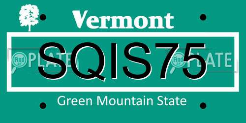 SQIS75 Vermont License Plate