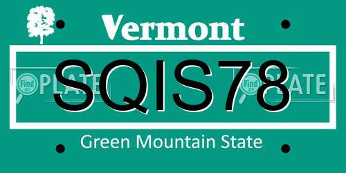 SQIS78 Vermont License Plate