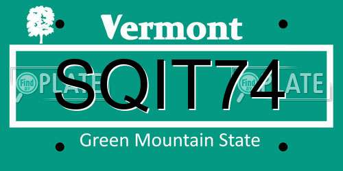 SQIT74 Vermont License Plate
