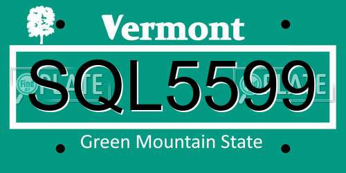 SQL5599 Vermont License Plate