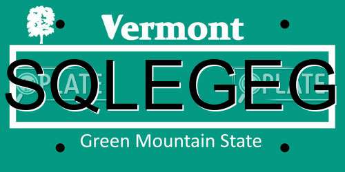 SQLEGEG Vermont License Plate