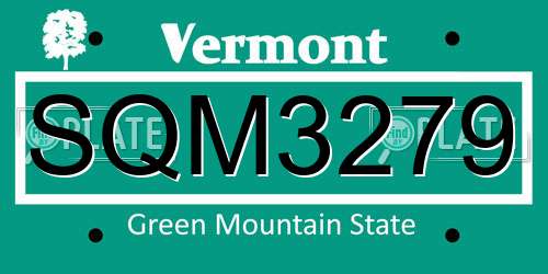 SQM3279 Vermont License Plate