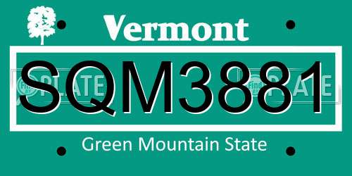 SQM3881 Vermont License Plate