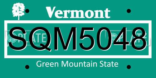 SQM5048 Vermont License Plate