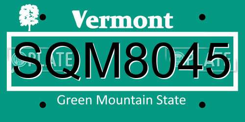 SQM8045 Vermont License Plate