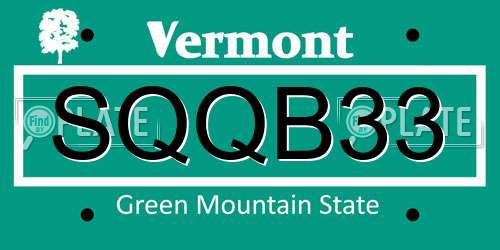SQQB33 Vermont License Plate