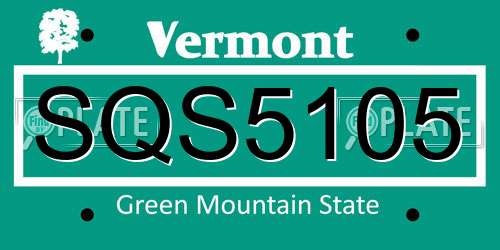 SQS5105 Vermont License Plate