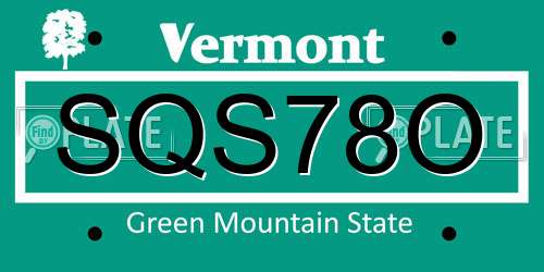SQS78O Vermont License Plate
