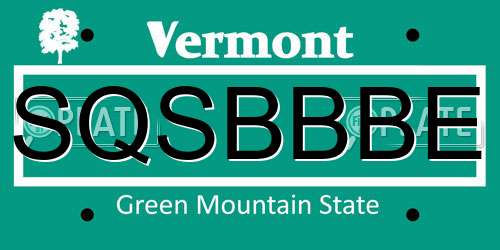 SQSBBBE Vermont License Plate