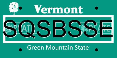 SQSBSSE Vermont License Plate