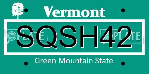 SQSH42 Vermont License Plate