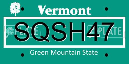 SQSH47 Vermont License Plate