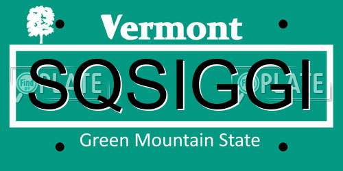 SQSIGGI Vermont License Plate