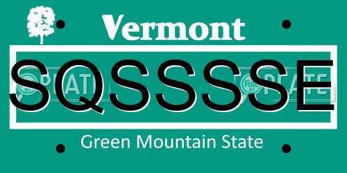 SQSSSSE Vermont License Plate