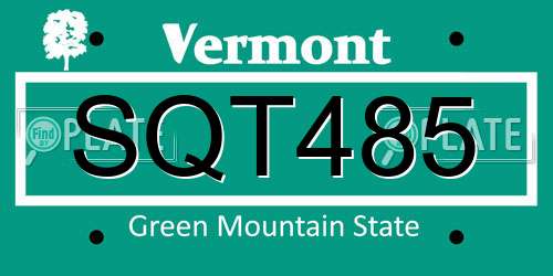 SQT485 Vermont License Plate