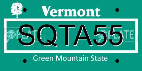 SQTA55 Vermont License Plate