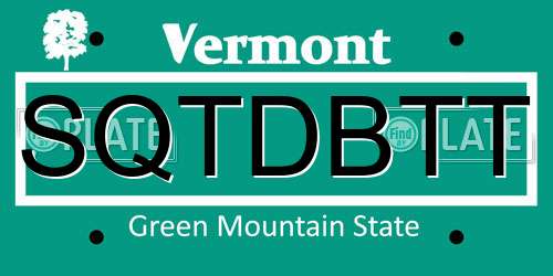SQTDBTT Vermont License Plate