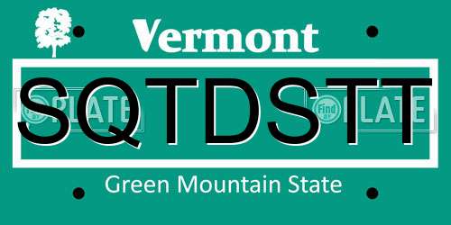 SQTDSTT Vermont License Plate