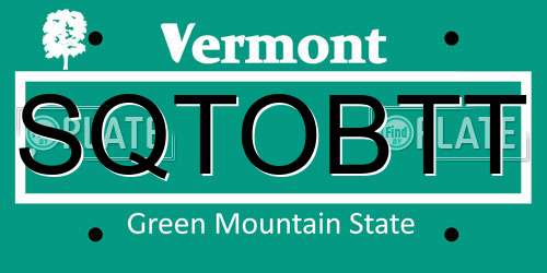 SQTOBTT Vermont License Plate