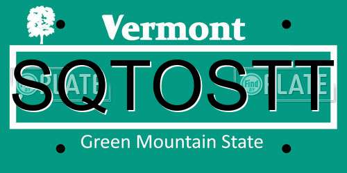 SQTOSTT Vermont License Plate