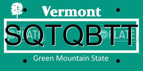SQTQBTT Vermont License Plate