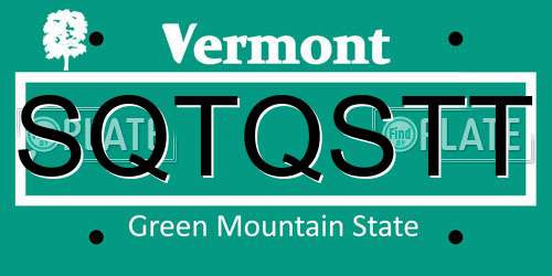SQTQSTT Vermont License Plate