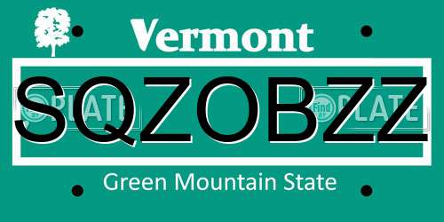 SQZOBZZ Vermont License Plate