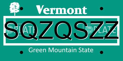 SQZQSZZ Vermont License Plate
