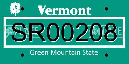SR00208 Vermont License Plate