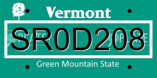SR0D208 Vermont License Plate