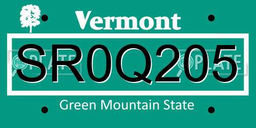 SR0Q205 Vermont License Plate